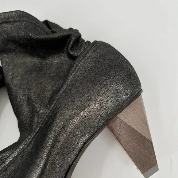 COCLICO Shoes Womens 37 Gray Metallic Juno Boot Stretch Anthracite Scrunch - Picture 7 of 12